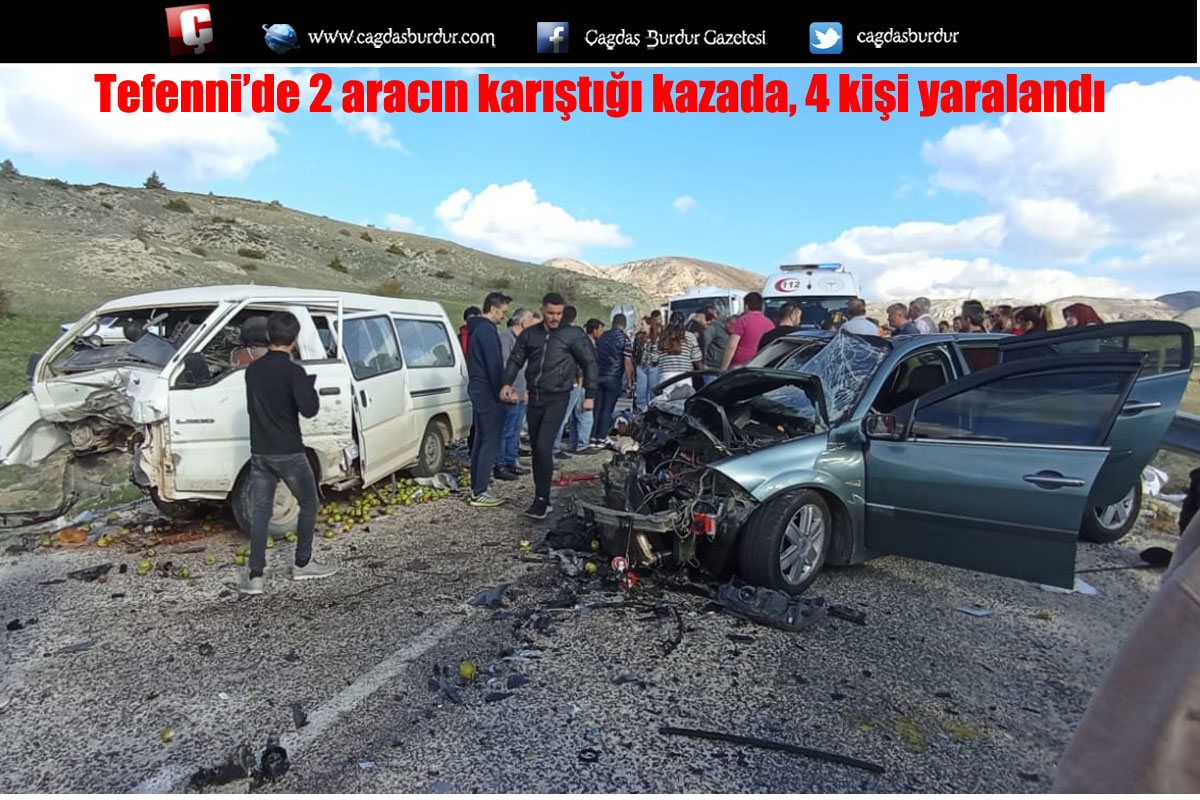 Burdur'da iki aracın çarpıştığı kazada 4 kişi yaralandı 