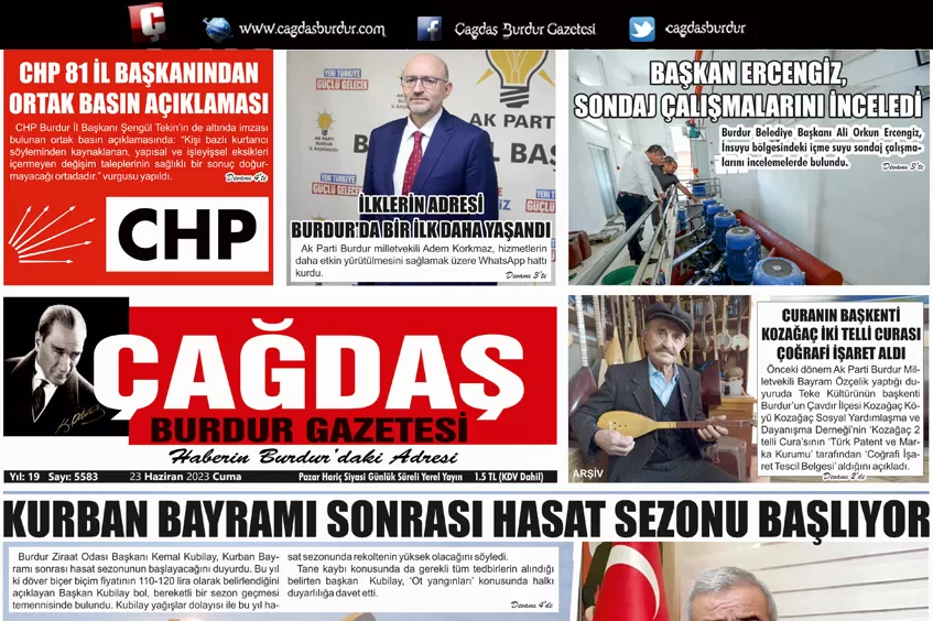 GAZETEMİZ 23 HAZİRAN 2023 TARİHLİ SAYISI 