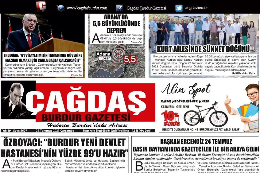 GAZETEMİZ 26 TEMMUZ 2023 TARİHLİ SAYISI