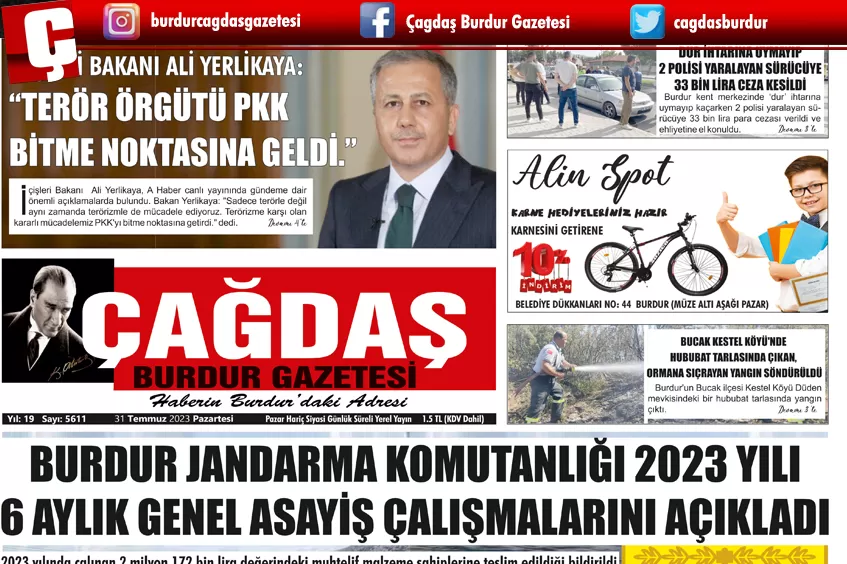 GAZETEMİZ 31 TEMMUZ 2023 TARİHLİ SAYISI