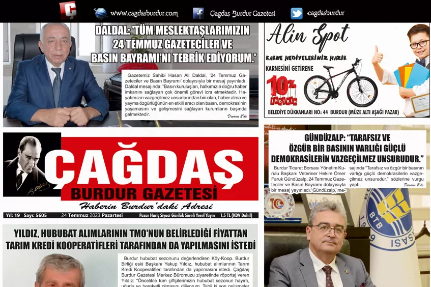 GAZETEMİZ 24 TEMMUZ 2023 TARİHLİ SAYISI