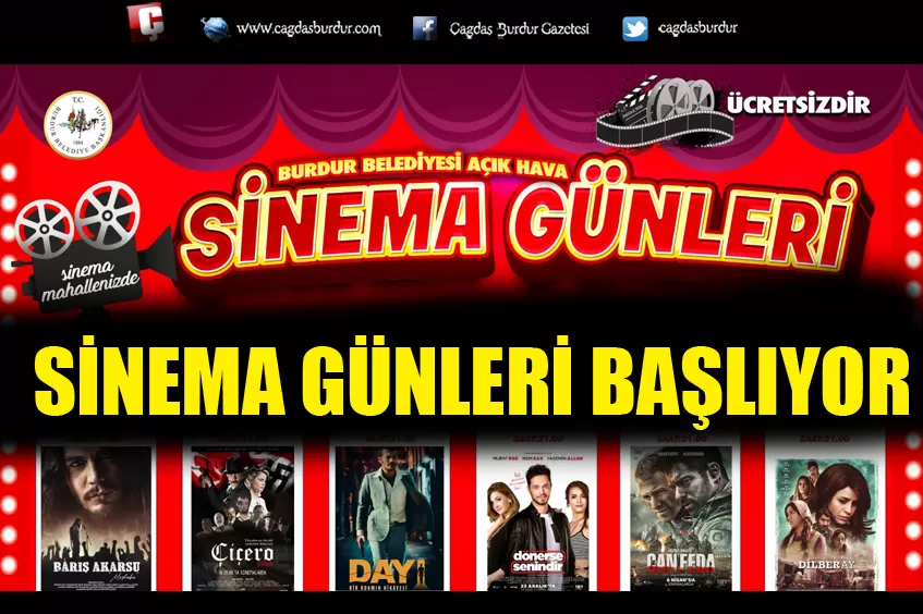 BURDUR'DA SİNEMA GÜNLERİ BAŞLIYOR!