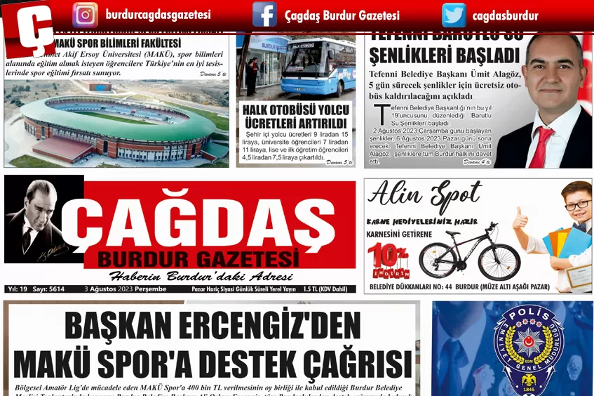 GAZETEMİZ 3 AĞUSTOS 2023 TARİHLİ SAYISI 