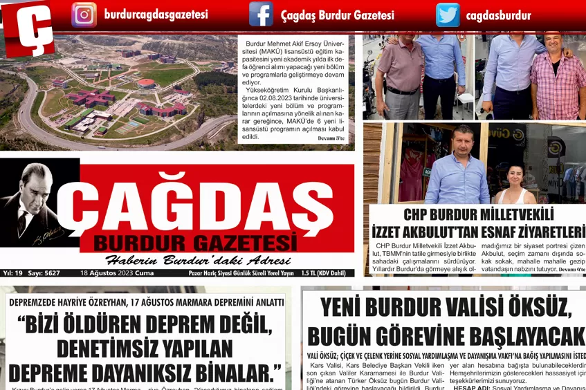 GAZETEMİZ 18 AĞUSTOS 2023 TARİHLİ SAYISI