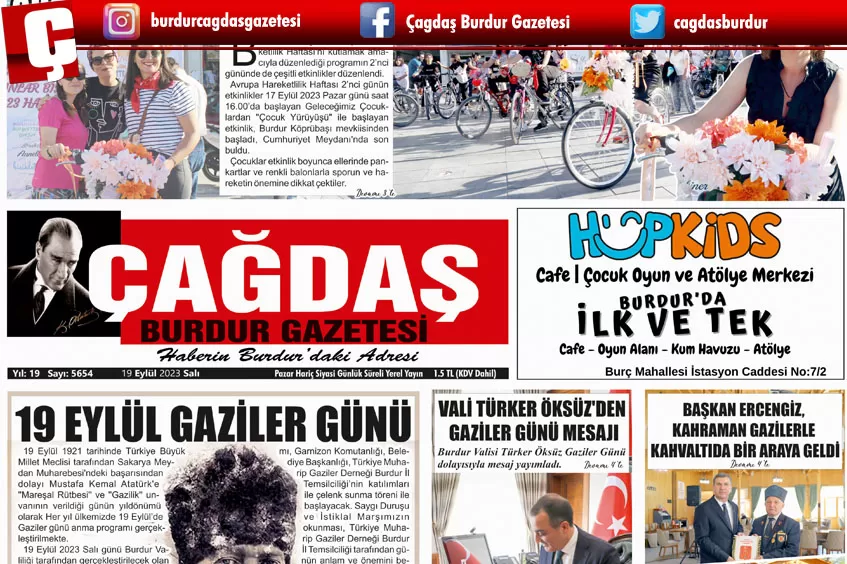 GAZETEMİZ 19 EYLÜL 2023 TARİHLİ SAYISI 