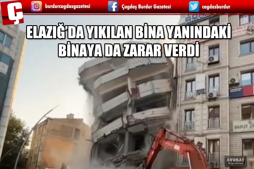 BİNA YIKILIRKEN YANINDAKİ BİNAYIDA YANINDA GÖTÜRDÜ