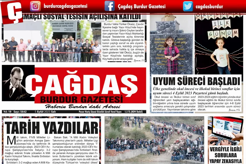 GAZETEMİZ 5 EYLÜL 2023 TARİHLİ SAYISI 