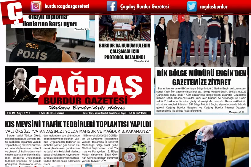 GAZETEMİZ 1 ARALIK 2023 TARİHLİ SAYISI