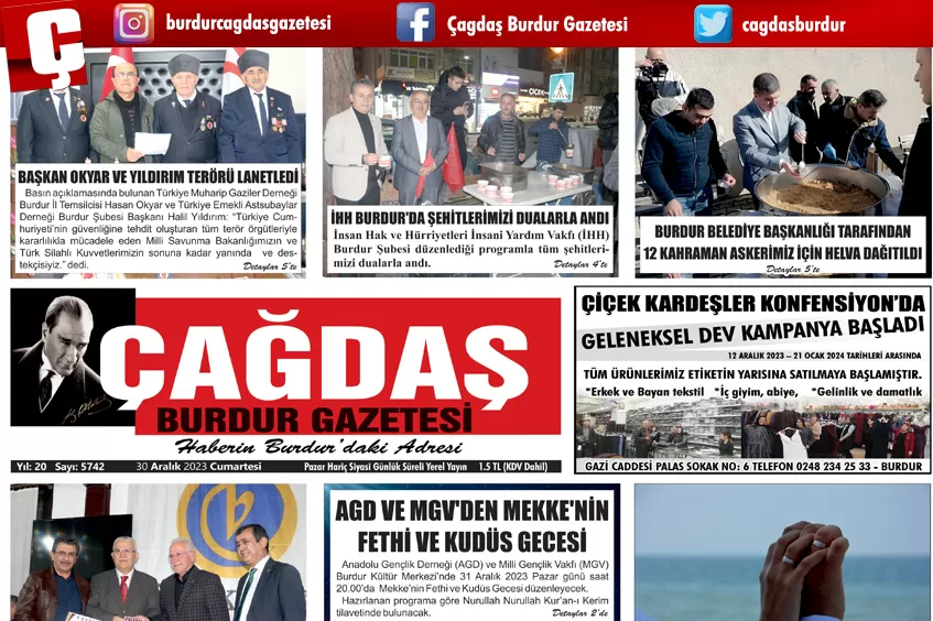 GAZETEMİZ 30 ARALIK 2023 TARİHLİ SAYISI 