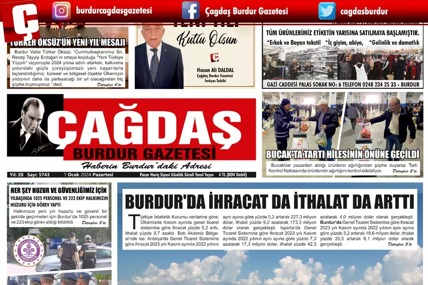 GAZETEMİZ 1 OCAK 2024 TARİHLİ SAYISI