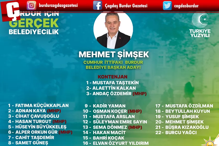 AK PARTİ BURDUR BELEDİYE MECLİS ÜYESİ ADAYLARINI AÇIKLANDI