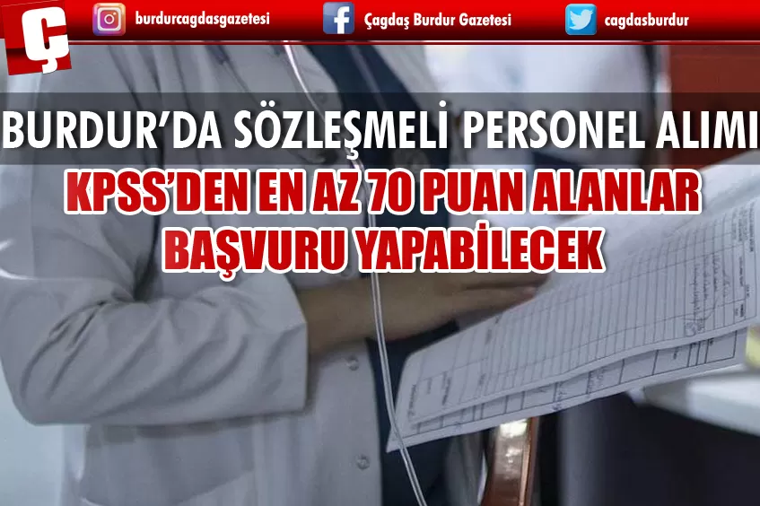 BURDUR'DA SÖZLEŞMELİ PERSONEL ALIMI!