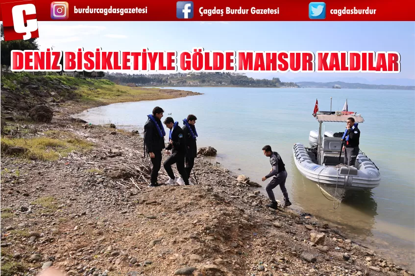 DENİZ BİSİKLETİYLE GÖLDE MAHSUR KALDILAR 