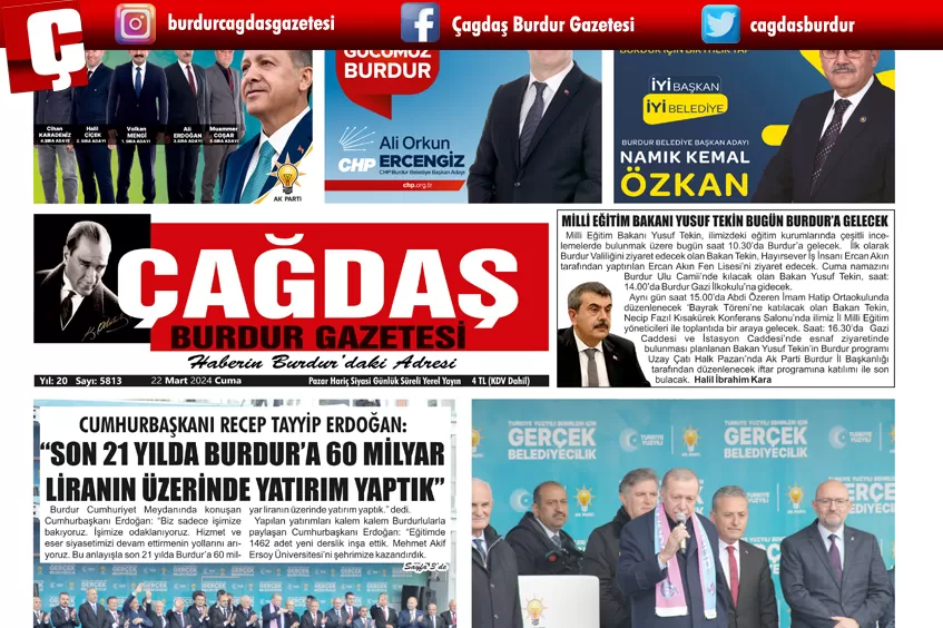 GAZETEMİZ 22 MART 2024 TARİHLİ SAYISI