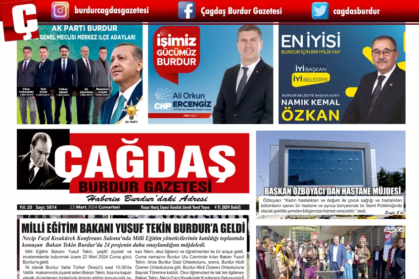 GAZETEMİZ 23 MART 2024 TARİHLİ SAYISI