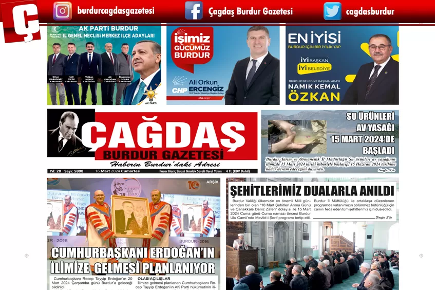 GAZETEMİZ 16 MART 2024 TARİHLİ SAYISI