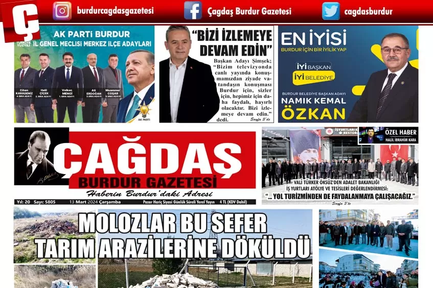 GAZETEMİZ 13 MART 2024 TARİHLİ SAYISI