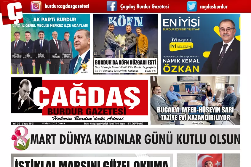 GAZETEMİZ 8 MART 2024 TARİHLİ SAYISI