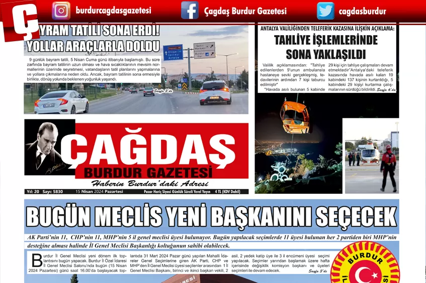 GAZETEMİZ 15 NİSAN 2024 TARİHLİ SAYISI