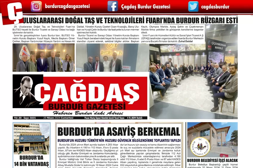 GAZETEMİZ 20 NİSAN 2024 TARİHLİ SAYISI