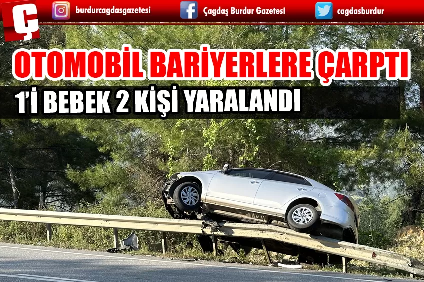 ANTALYA'DA OTOMOBİL OTOYOLDAKİ BARİYERLERE ÇARPTI, 2 KİŞİ YARALANDI