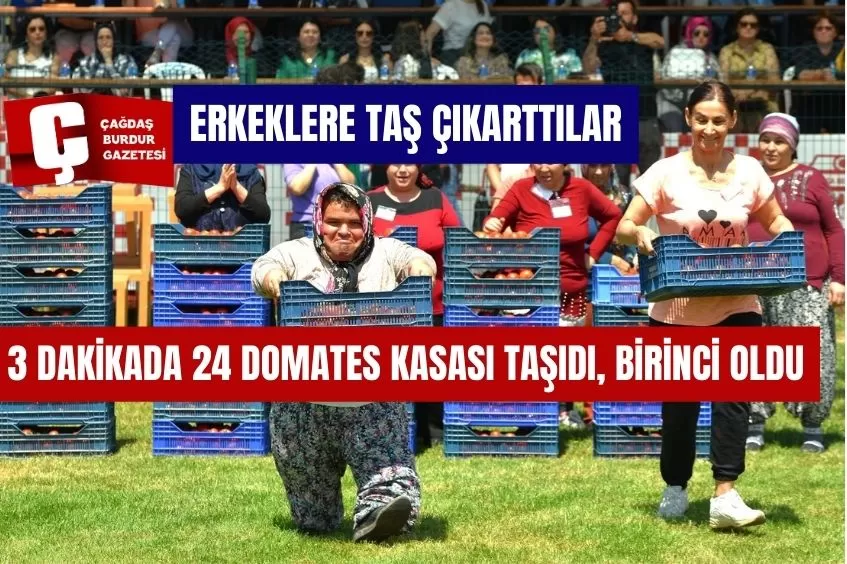  KADINLAR DOMATES KASASI YARIŞMASINDA ERKEKLERE TAŞ ÇIKARTTI