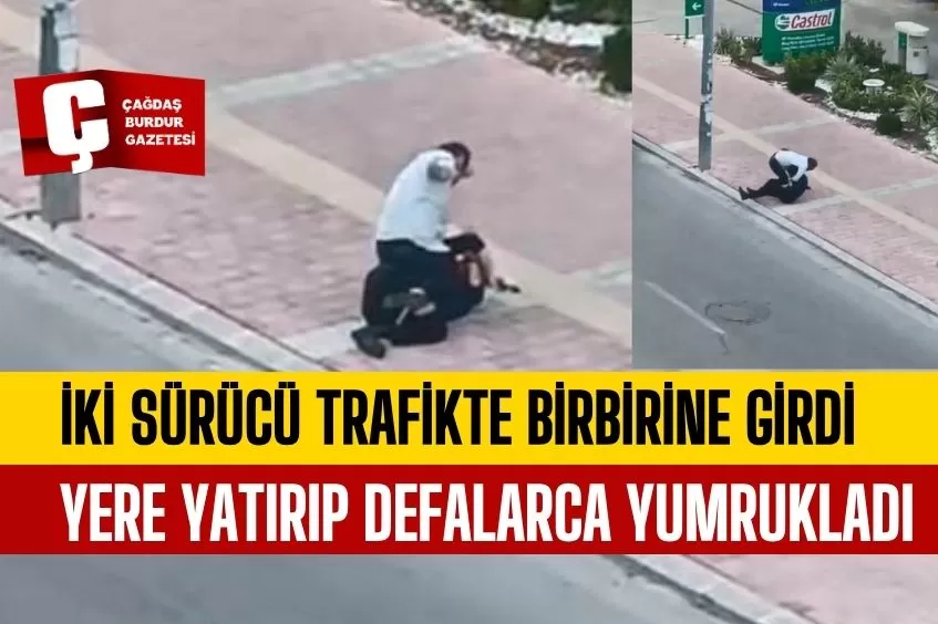 TARTIŞTIĞI SÜRÜCÜYÜ YERE YATIRIP DEFALARCA YUMRUKLADI  