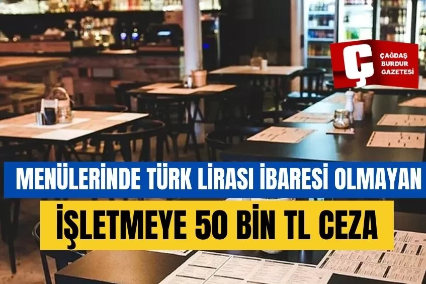 ANTALYA'DA MENÜLERİNDE TÜRK LİRASI İBARESİ OLMAYAN İŞLETMEYE PARA CEZASI KESİLDİ