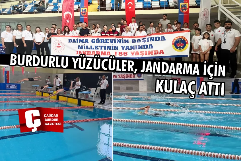 BURDURLU GENÇ YÜZÜCÜLER, JANDARMA TEŞKİLATI İÇİN KULAÇ ATTI