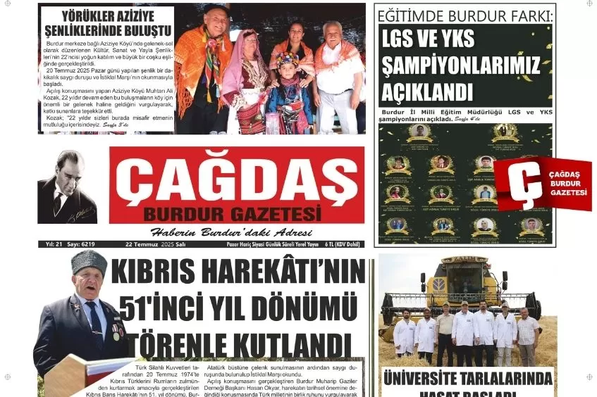 GAZETEMİZ 22 TEMMUZ 2025 TARİHLİ SAYISI