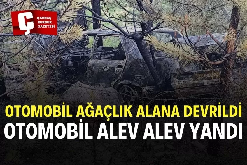 ISPARTA'DA ALEV ALAN OTOMOBİLİN SÜRÜCÜSÜ YARALANDI