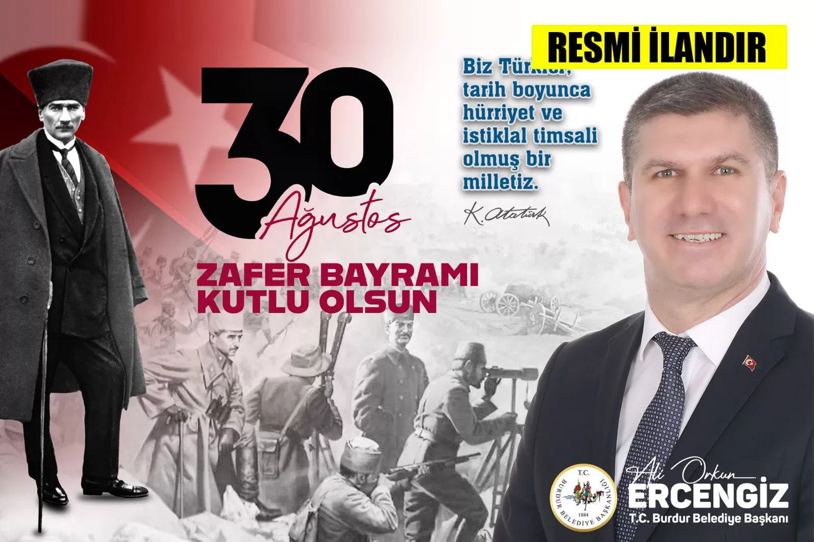 30 AĞUSTOS ZAFER BAYRAMI KUTLAMA	 MESAJI