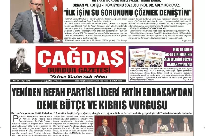 GAZETEMİZ 26 AĞUSTOS 2025 TARİHLİ SAYISI 