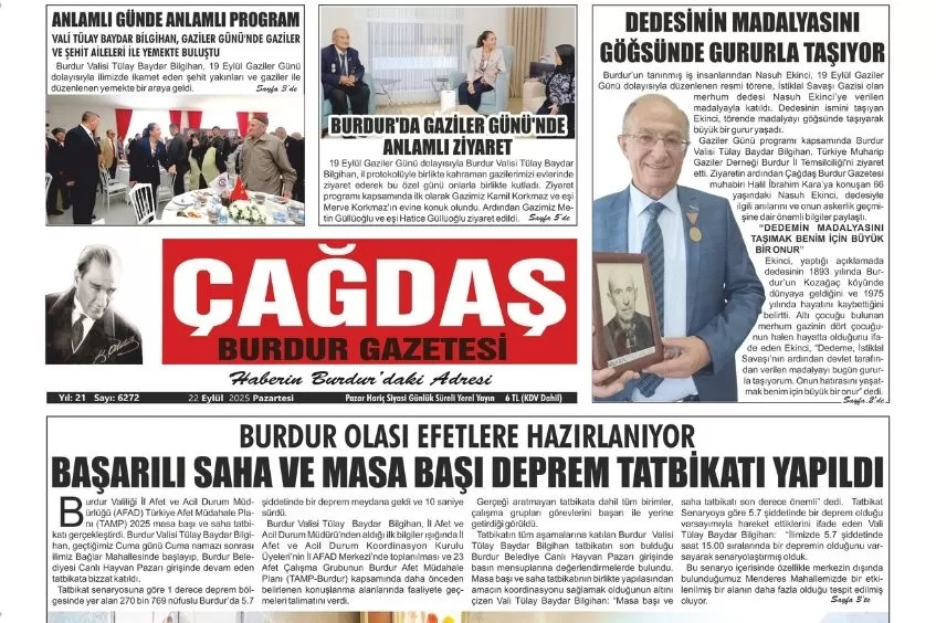 GAZETEMİZ 22 EYLÜL 2025 TARİHLİ SAYISI