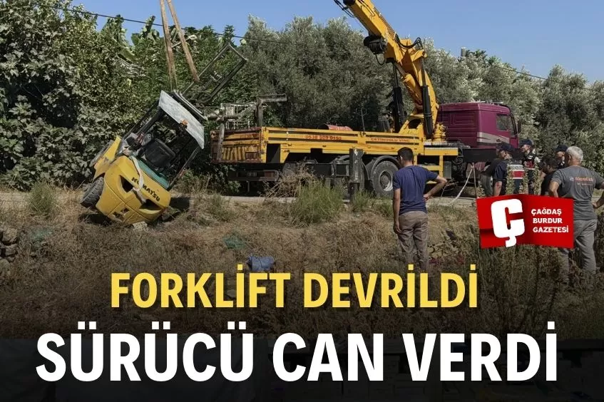ALANYA'DA DEVRİLEN FORKLİFTİN ALTINDA KALAN SÜRÜCÜ YAŞAMINI YİTİRDİ