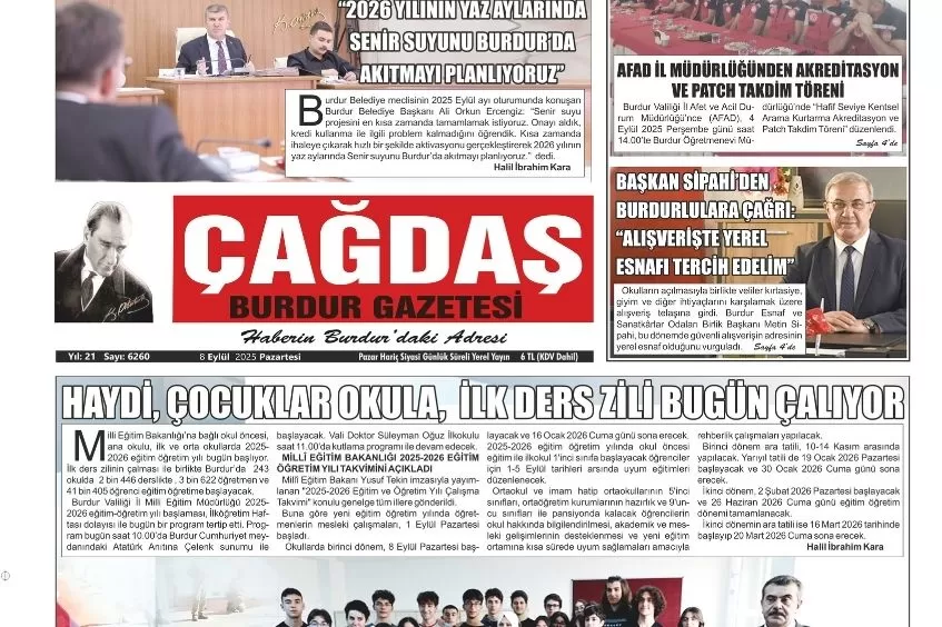 GAZETEMİZ 8 EYLÜL 2025 TARİHLİ SAYISI