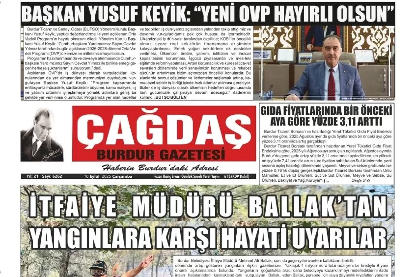 GAZETEMİZ 10 EYLÜL 2025 TARİHLİ SAYISI