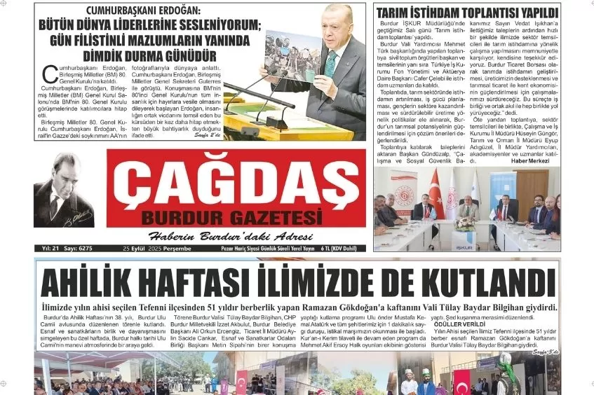 GAZETEMİZ 25 EYLÜL 2025 TARİHLİ SAYISI