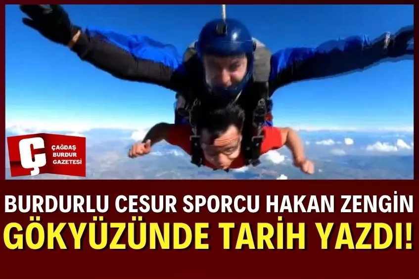 BURDURLU BEDENSEL VE GÖRME ENGELLİ SPORCUDAN NEFES KESEN PARAŞÜT ATLAYIŞI