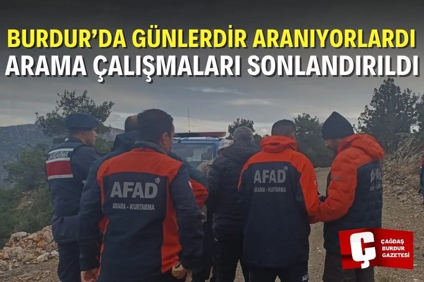 BURDUR’DA ARAMA ÇALIŞMALARI SONLANDIRILDI