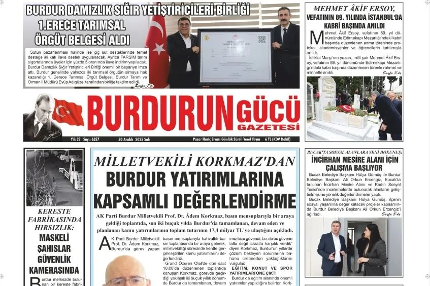BURDURUN GÜCÜ 30 ARALIK 2025 TARİHLİ SAYISI