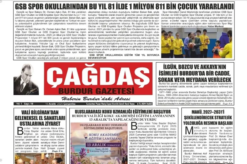 GAZETEMİZ 10 ARALIK 2025 TARİHLİ SAYISI