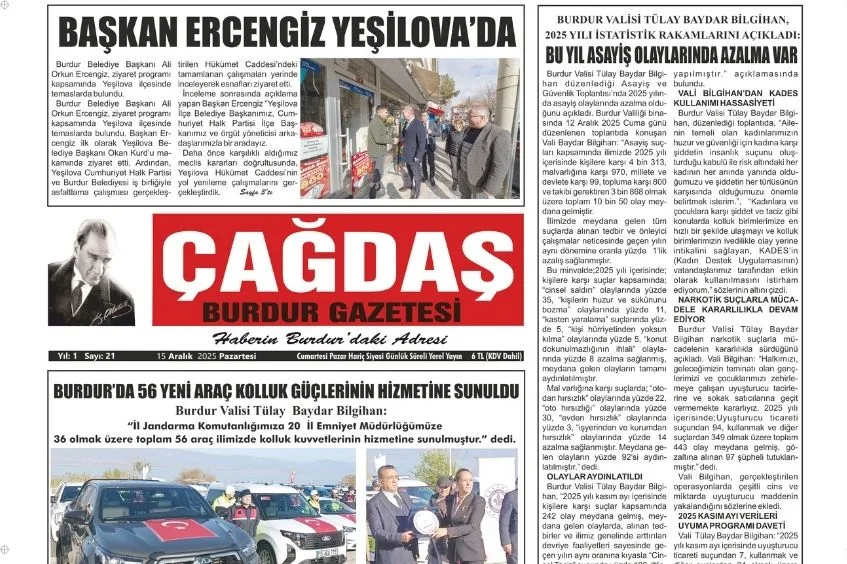 GAZETEMİZ 15 ARALIK 2025 TARİHLİ SAYISI