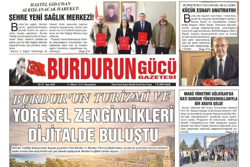 BURDURUN GÜCÜ 16 MART 2026 TARİHLİ SAYISI