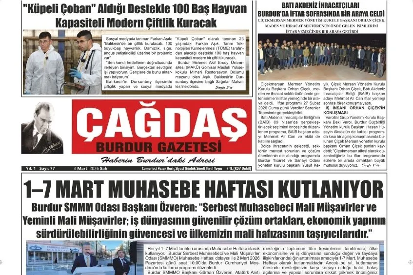 GAZETEMİZ 3 MART 2026 TARİHLİ SAYISI