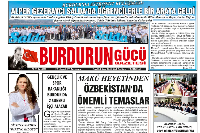 BURDUR'UN GÜCÜ GAZETESİ - GAZETEMİZ 30 NİSAN 2026 TARİHLİ SAYISI