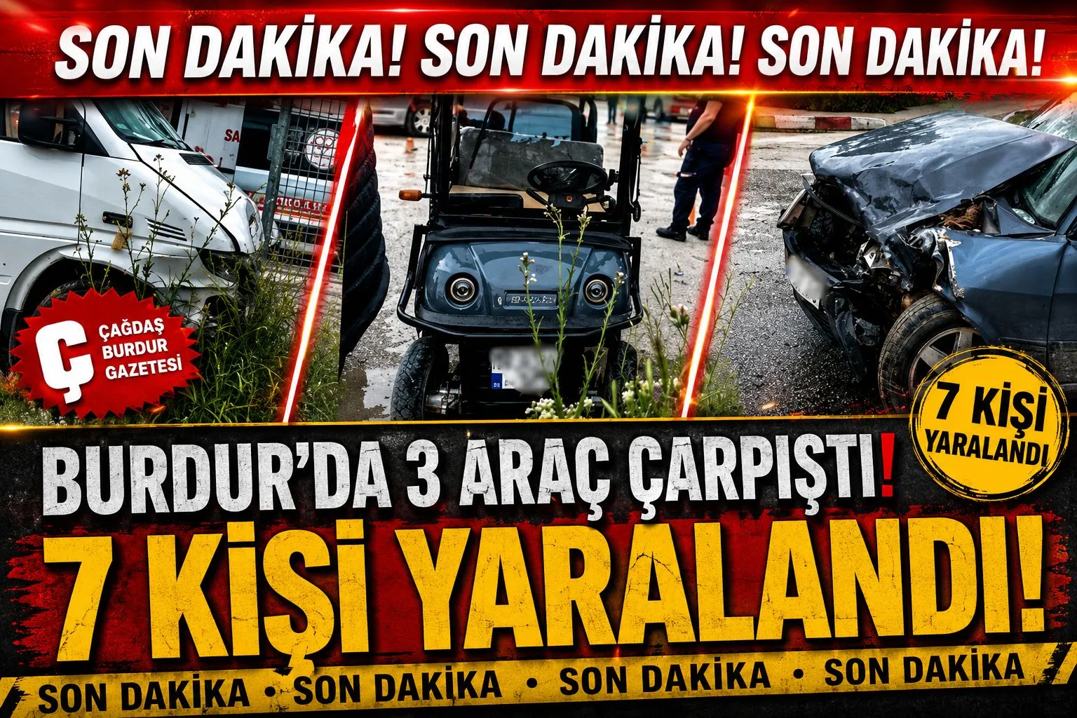 BURDUR'DA TRAFİK KAZASI: 7 KİŞİ YARALANDI