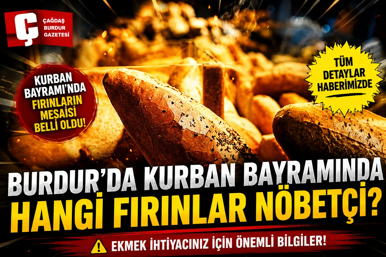 BURDUR’DA KURBAN BAYRAMI’NDA NÖBETÇİ FIRINLAR AÇIKLANDI