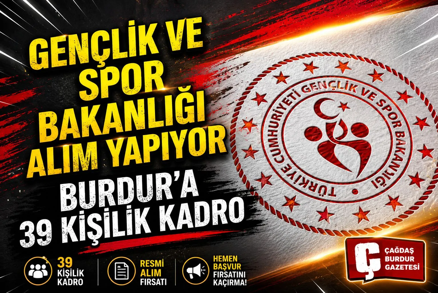 GENÇLİK VE SPOR BAKANLIĞI BURDUR’DA PERSONEL ALIMI YAPACAK