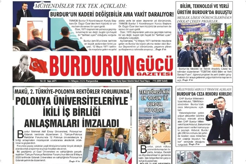 BURDURUN GÜCÜ 14 MAYIS 2026 TARİHLİ SAYISI